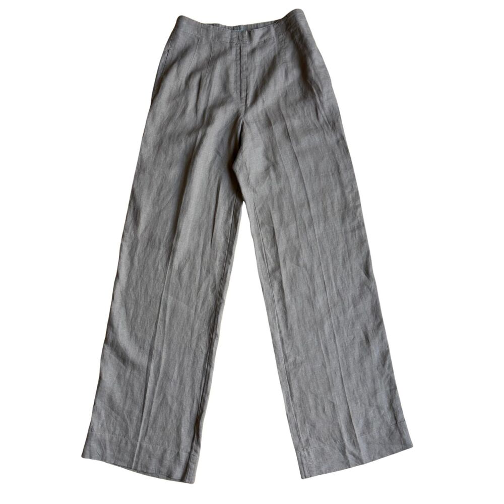Light Brown Wide Leg High Waist Women's 100% Linen Pants 6 Tall Trousers J.Jill